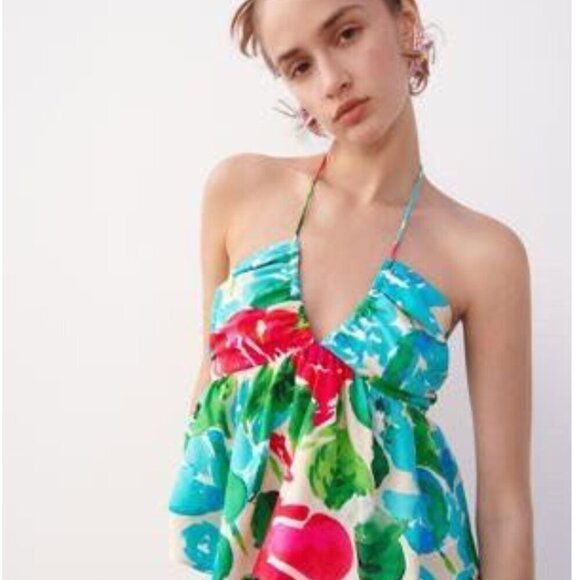 Zara Floral Halter Top, Size Large NEW WITH TAG! - Picture 3 of 5